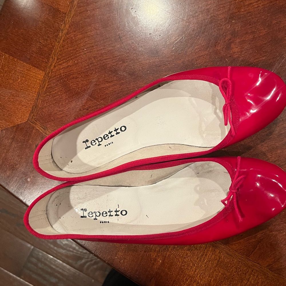 Repetto Red Patent Leather Ballet Flats